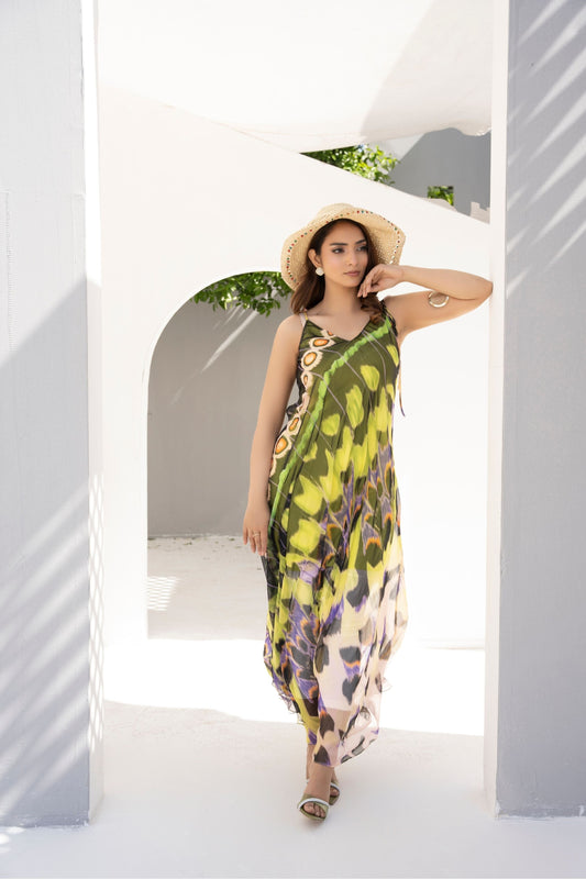 1 Piece Printed Maxi with Stripes