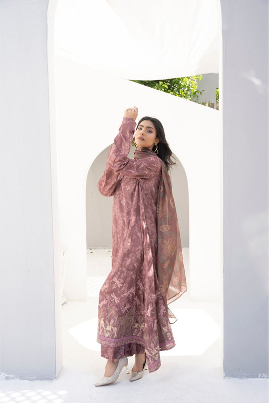 Printed Embriodered 3 Piece