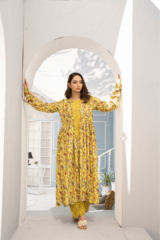 2 Piece Printed Embroidered