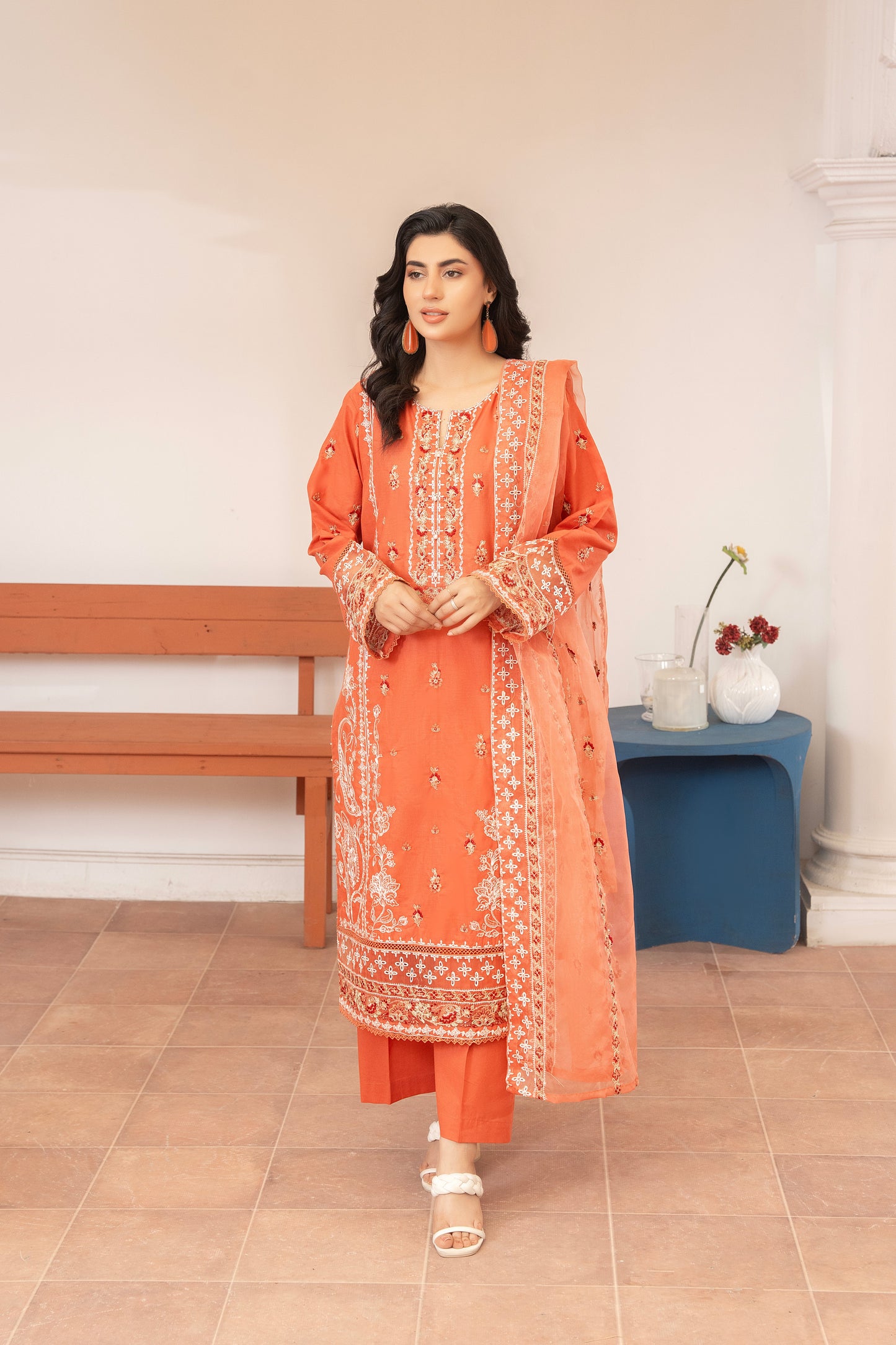 3 Piece Embroidered Premium Lawn with Trouser and Dupatta