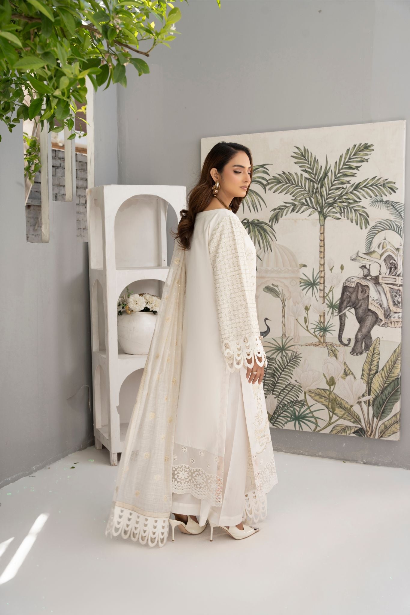 Praya | Poly Lawn with Antique Tilah Emberiodery Hand Made
