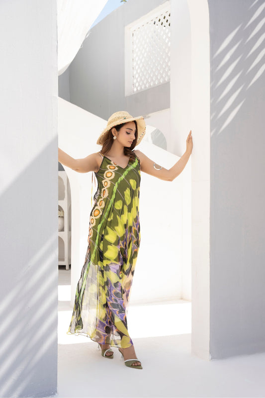 1 Piece Printed Maxi with Stripes