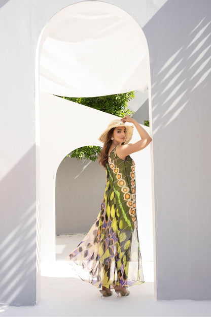 1 Piece Printed Maxi with Stripes