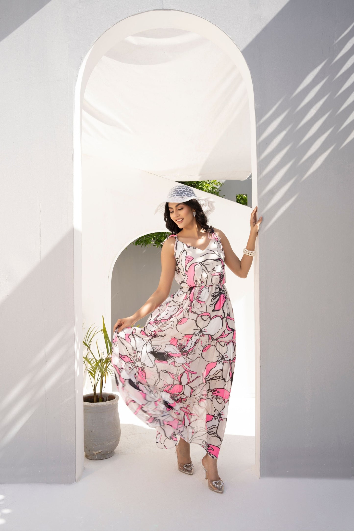 1 Piece Printed Maxi with Stripes