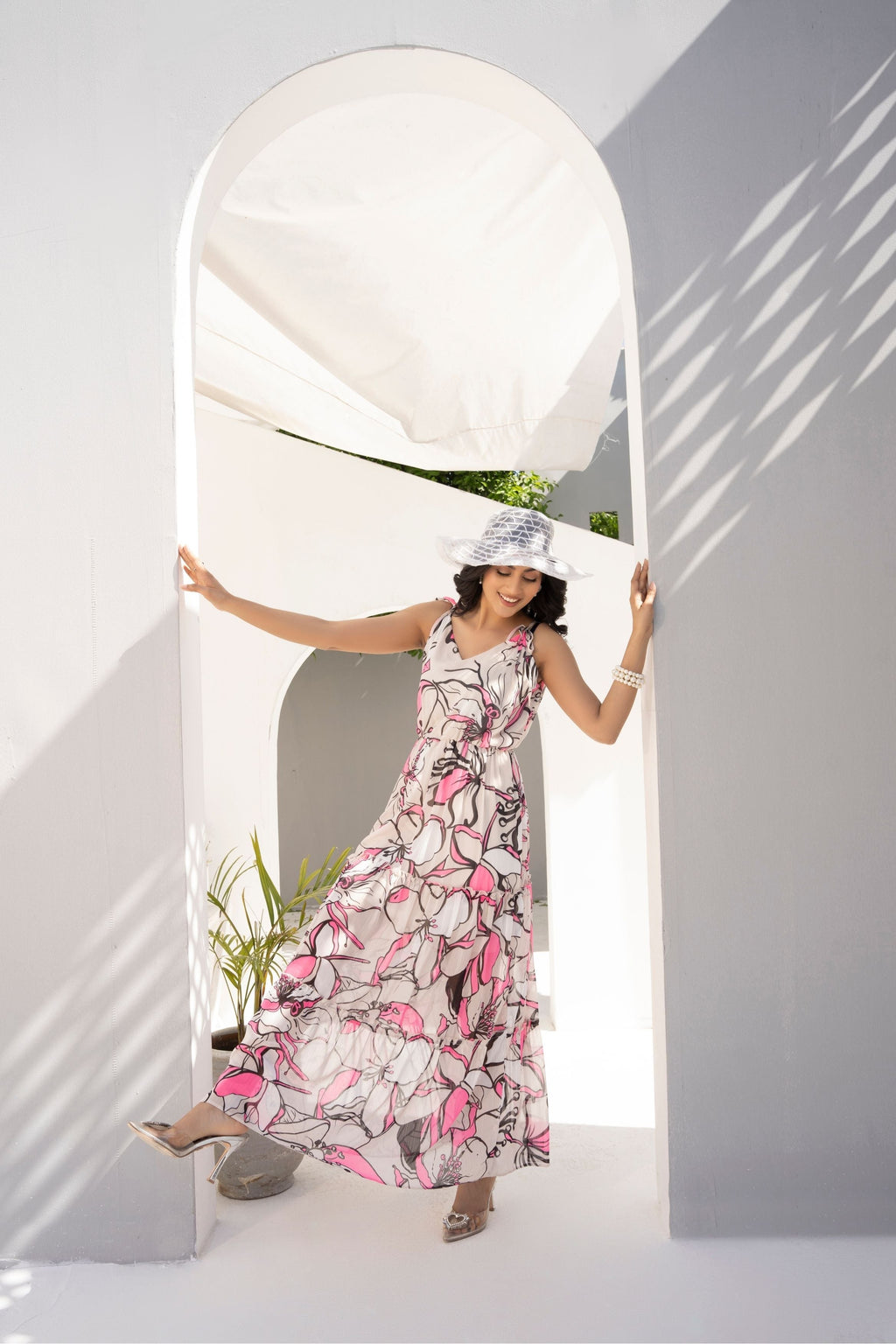 1 Piece Printed Maxi with Stripes
