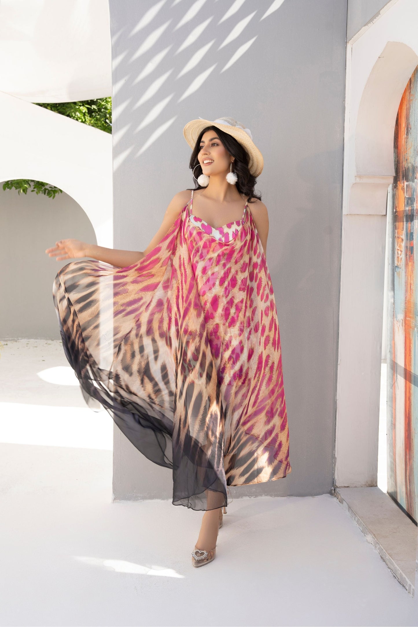 1 Piece Printed Maxi with Stripes