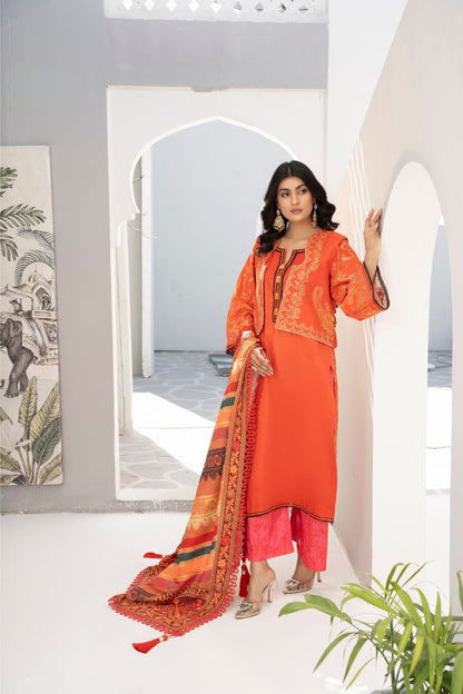 Mona | Poly lawn 4 Piece outfit with Printed Dupatha and Jacket