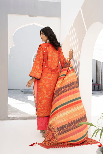 Mona | Poly lawn 4 Piece outfit with Printed Dupatha and Jacket