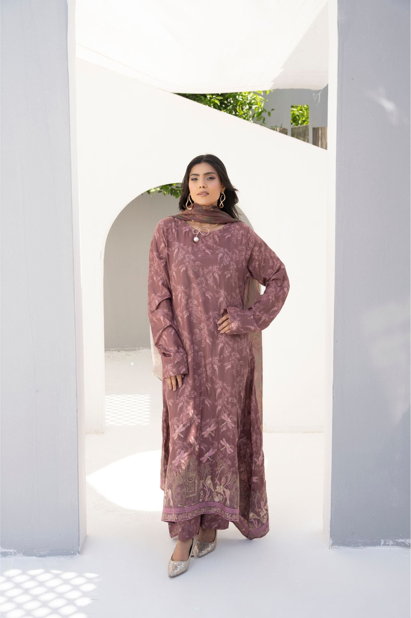 Printed Embriodered 3 Piece