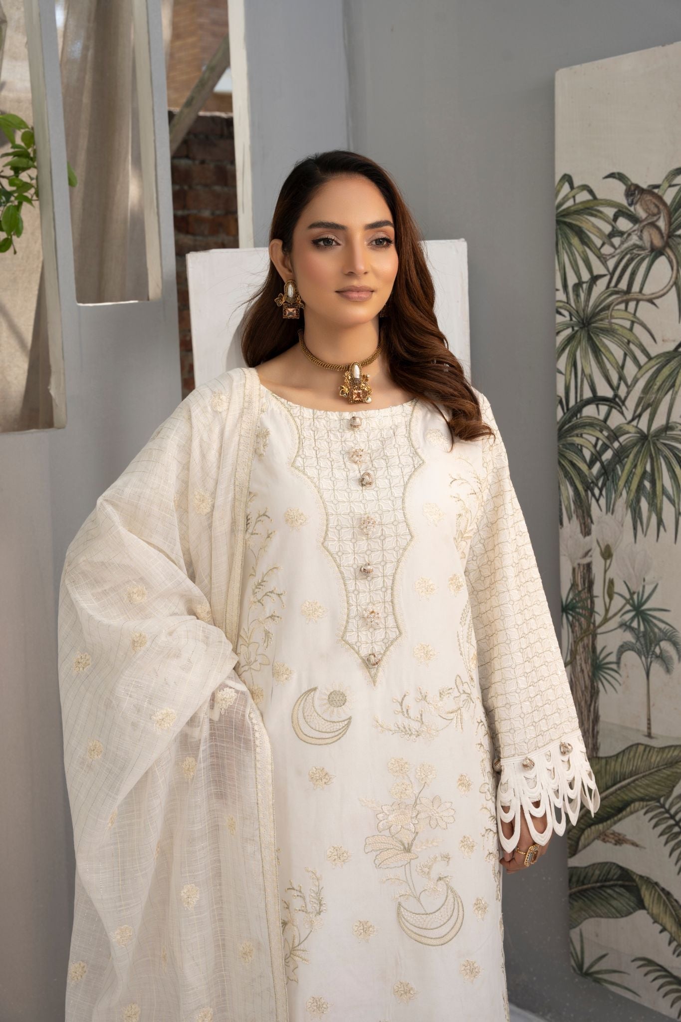Praya | Poly Lawn with Antique Tilah Emberiodery Hand Made