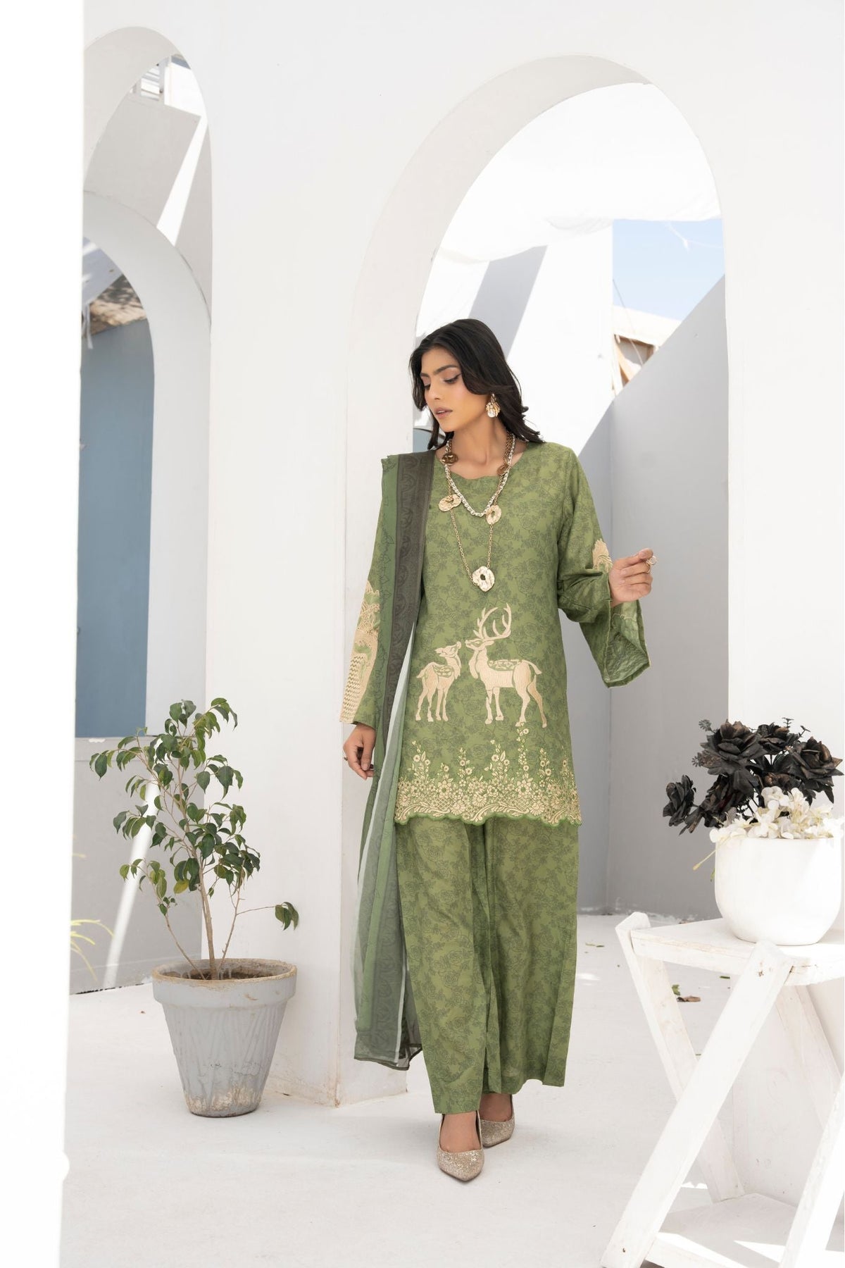 Printed short Shirt with Palazo trouser