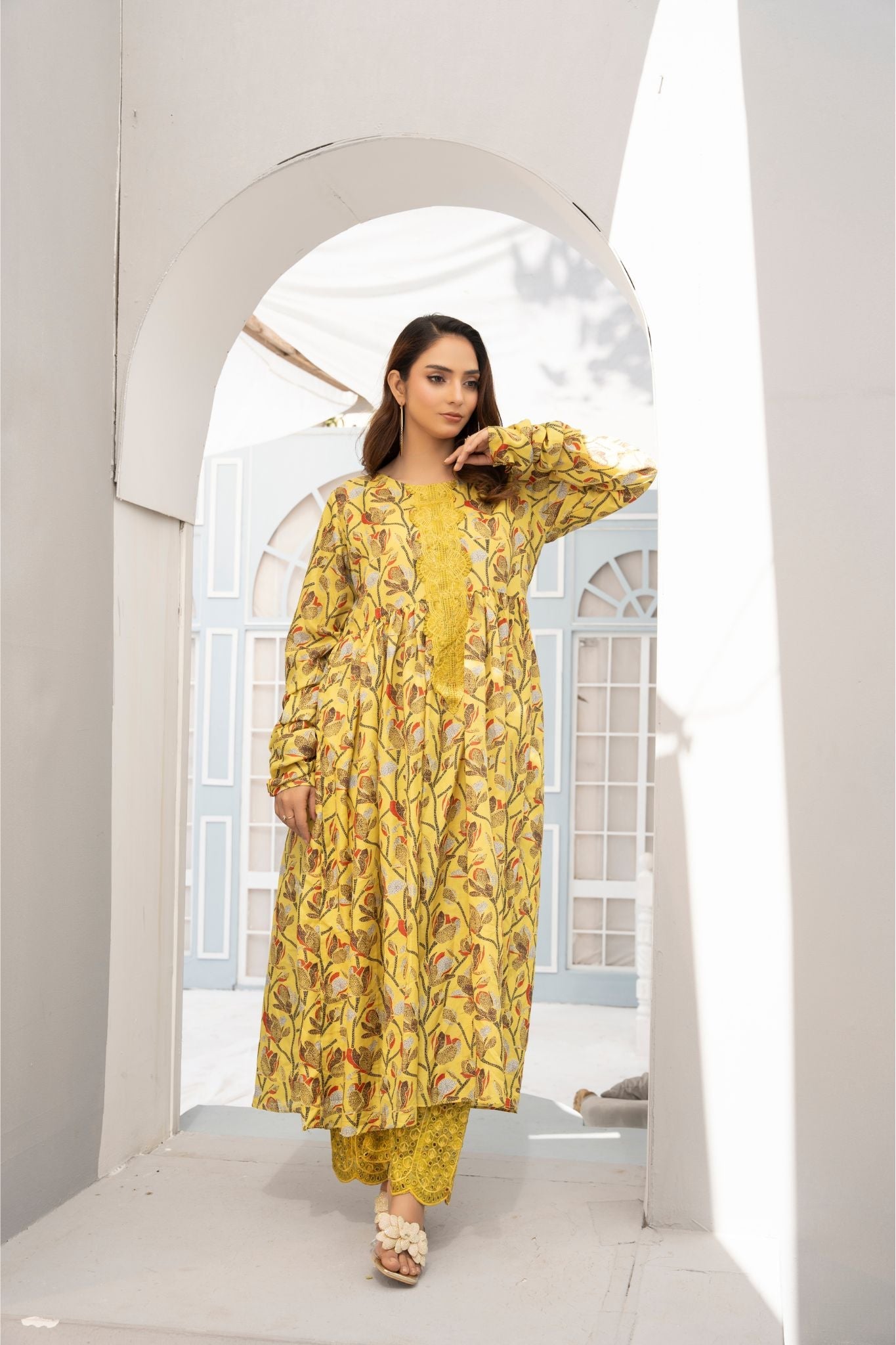 2 Piece Printed Embroidered