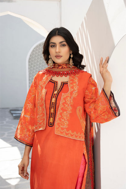 Mona | Poly lawn 4 Piece outfit with Printed Dupatha and Jacket