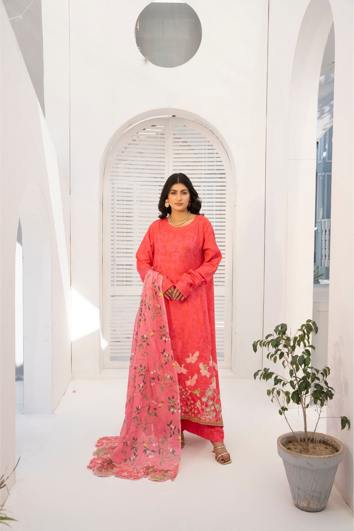 3 Piece Printed Embroidered