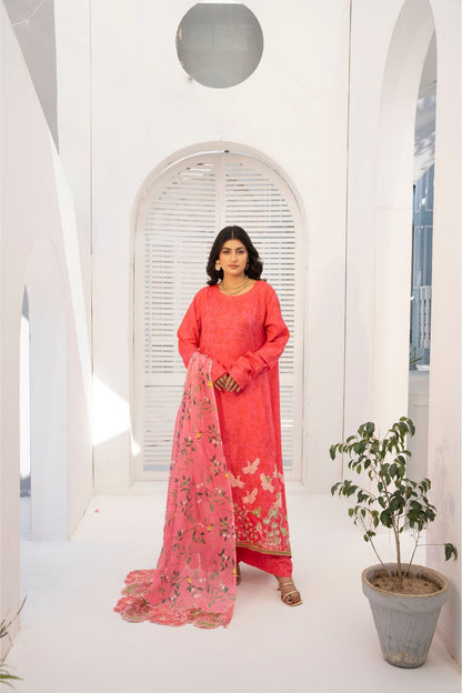 3 Piece Printed Embroidered