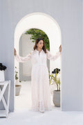 Clong Bodies Maxi Slit Pastel Pink Ivory Color