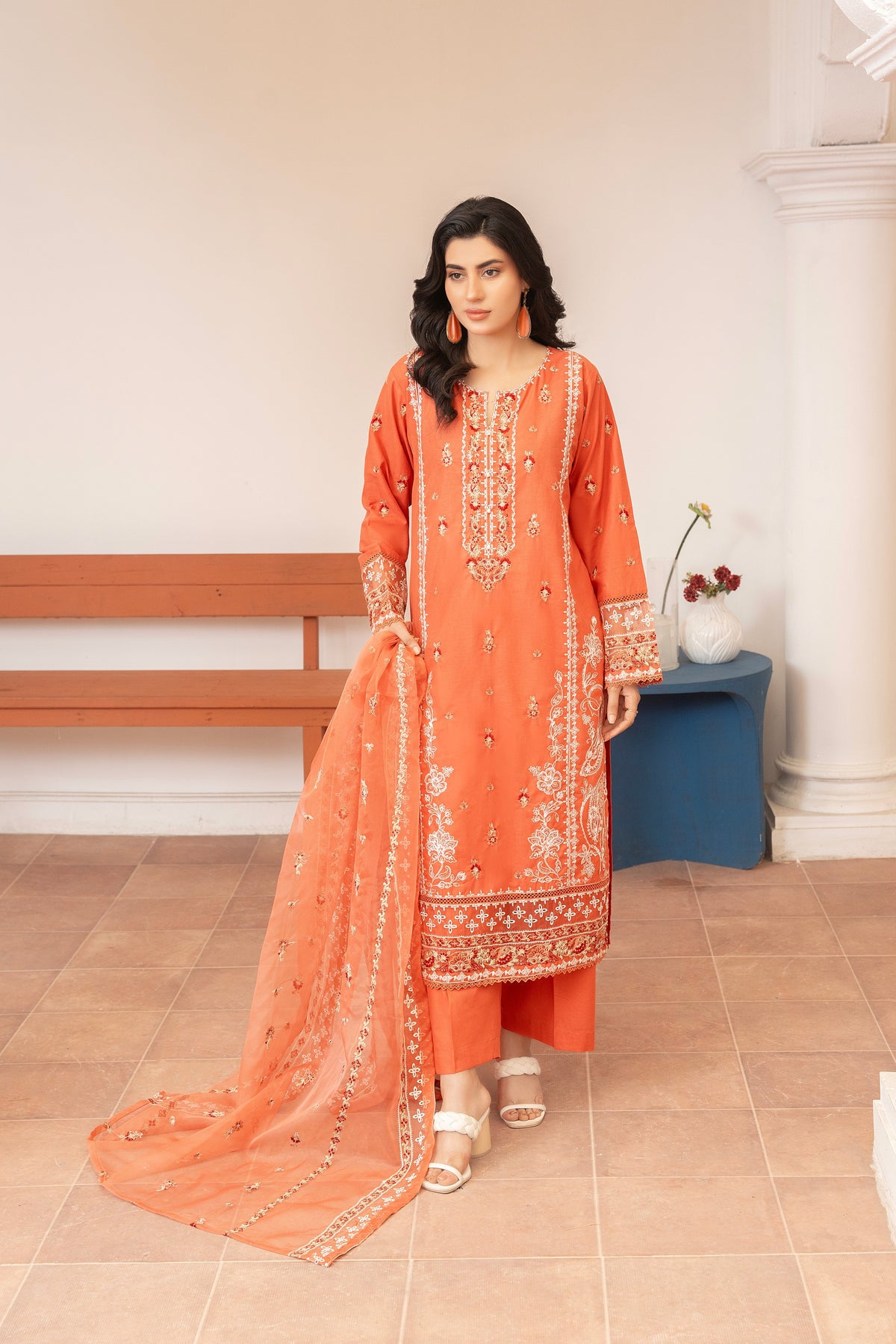 3 Piece Embroidered Premium Lawn with Trouser and Dupatta