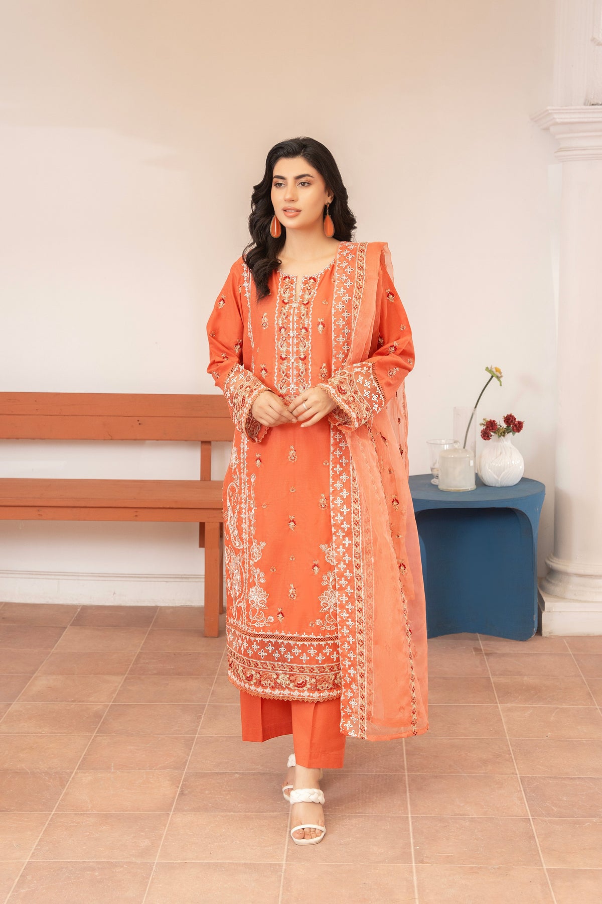 3 Piece Embroidered Premium Lawn with Trouser and Dupatta