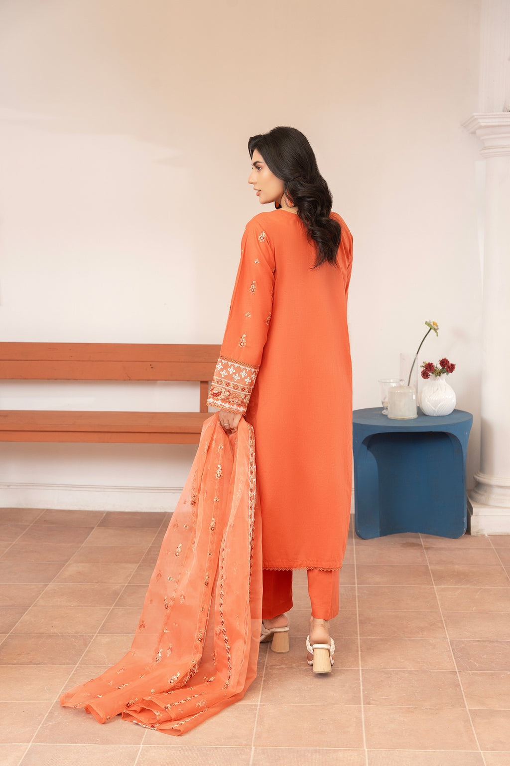 3 Piece Embroidered Premium Lawn with Trouser and Dupatta
