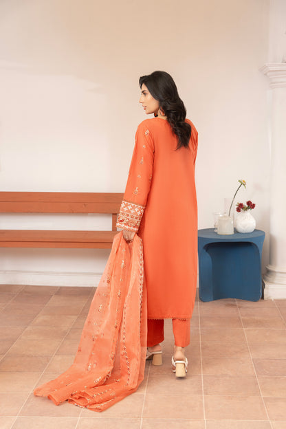 3 Piece Embroidered Premium Lawn with Trouser and Dupatta