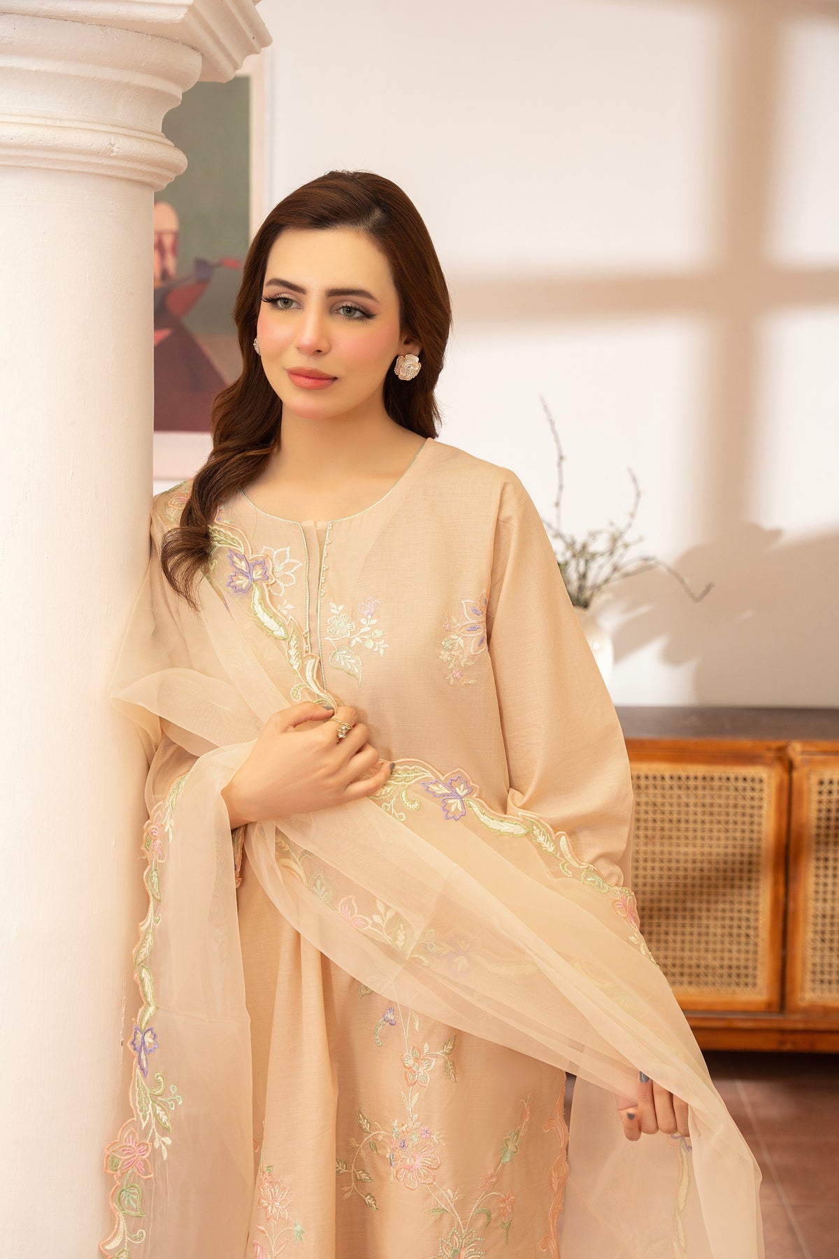3 Piece Embroidered Premium Lawn with Trouser and Dupatta