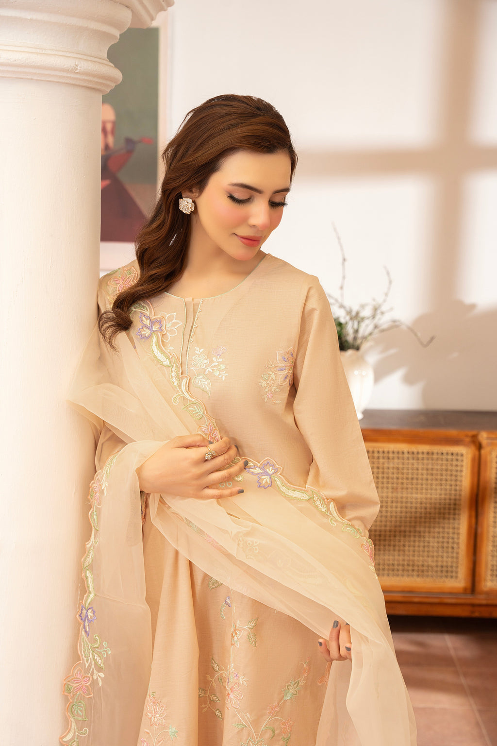 3 Piece Embroidered Premium Lawn with Trouser and Dupatta