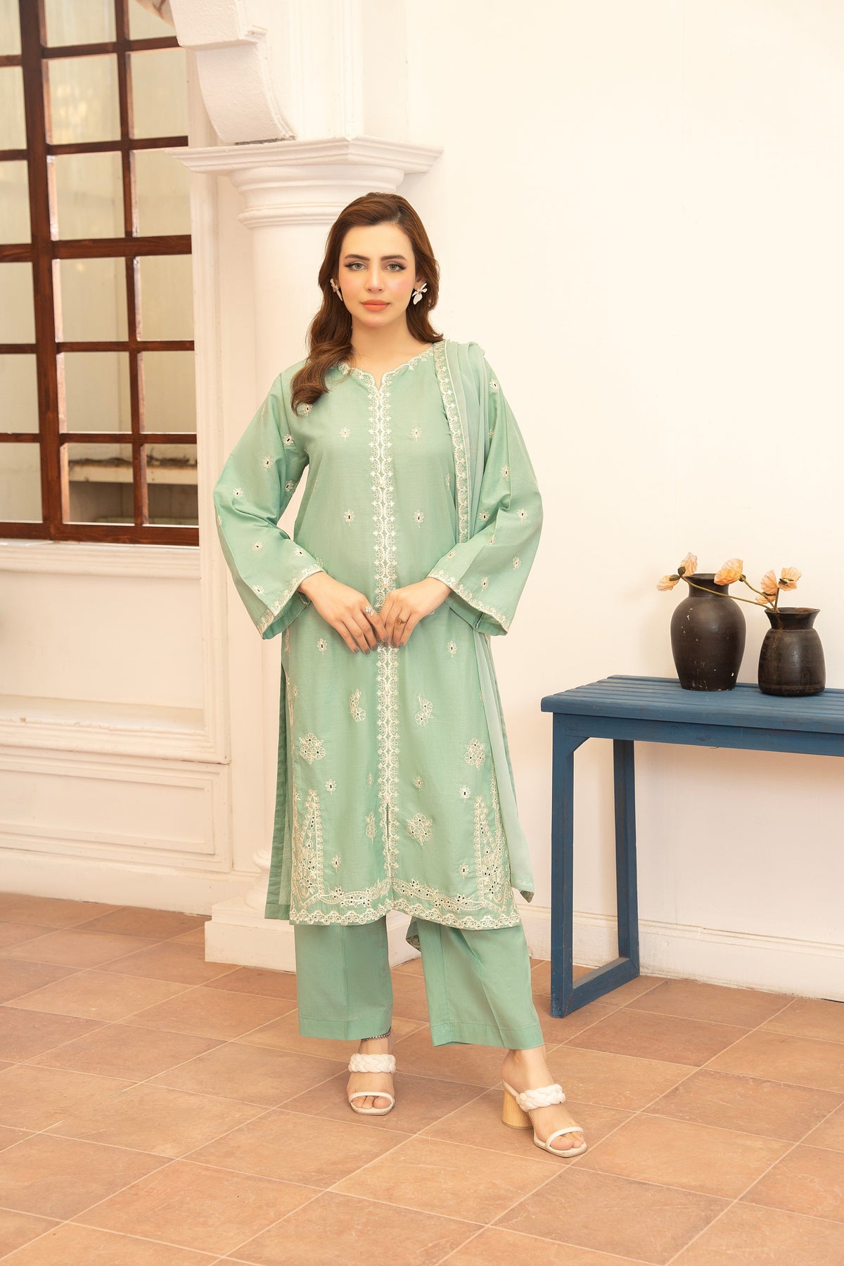 3 Piece Dress Premium Lawn with Trouser and Dupatta