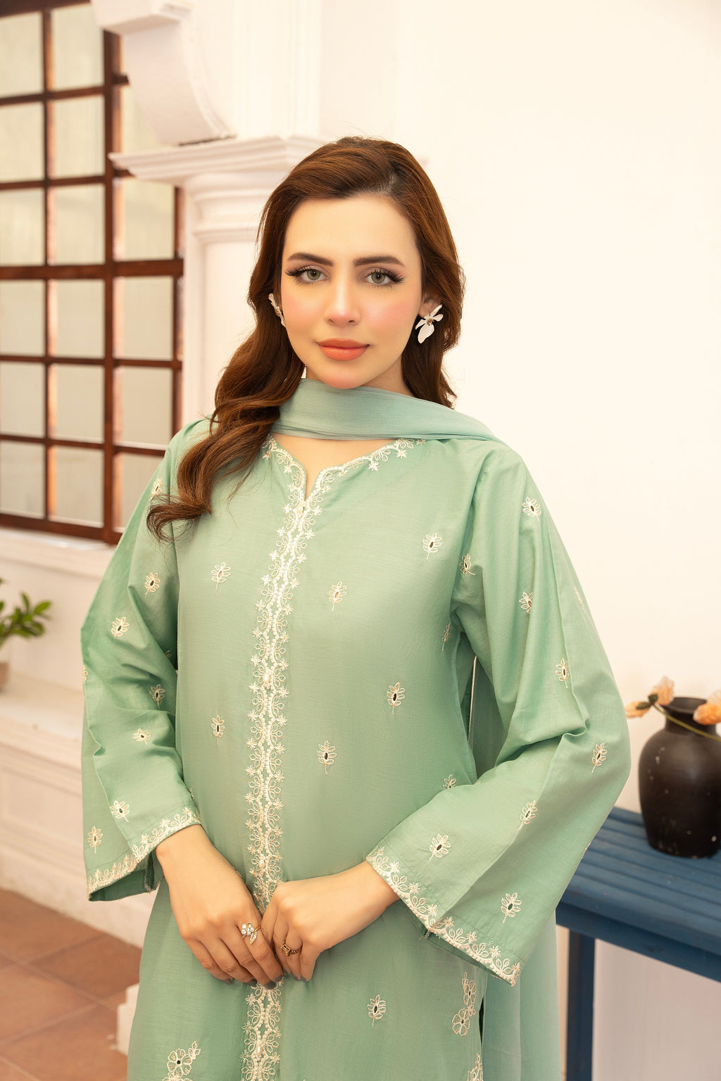 3 Piece Dress Premium Lawn with Trouser and Dupatta