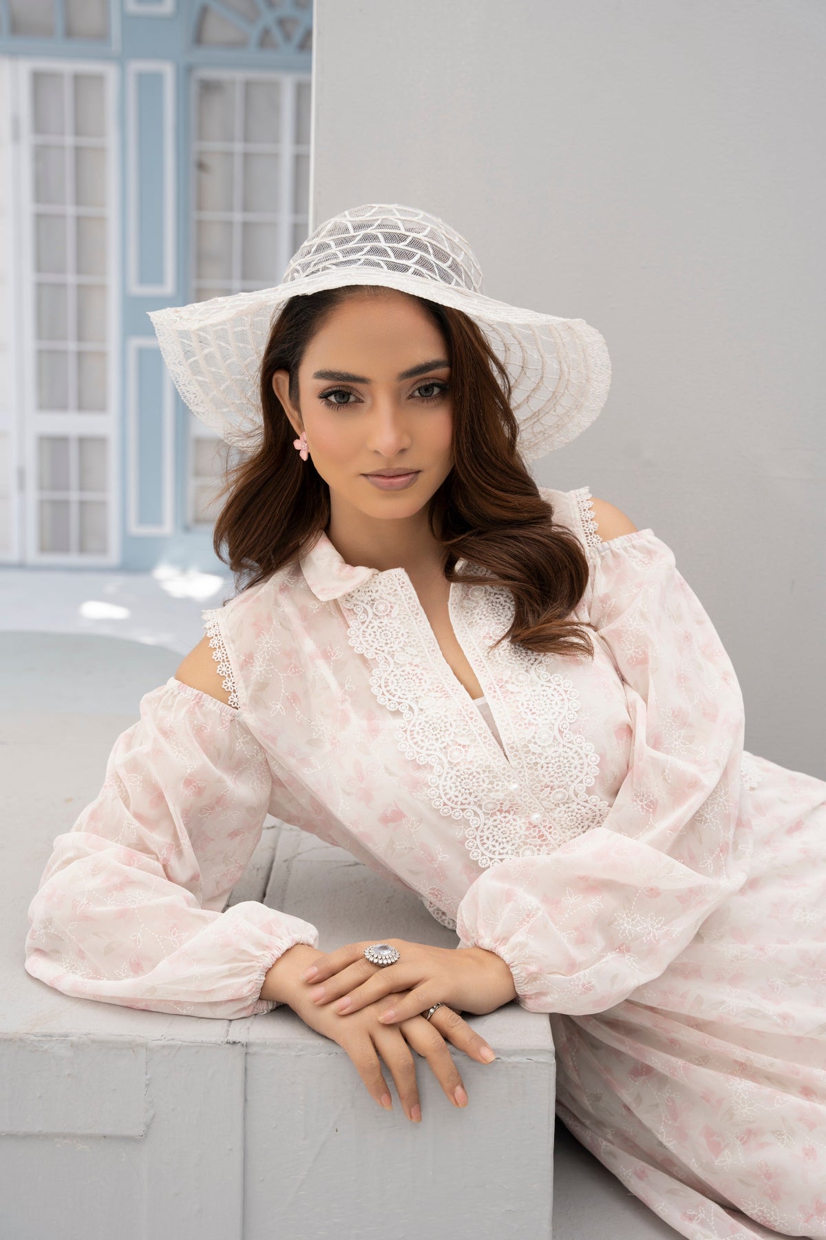 Clong Bodies Maxi Slit Pastel Pink Ivory Color