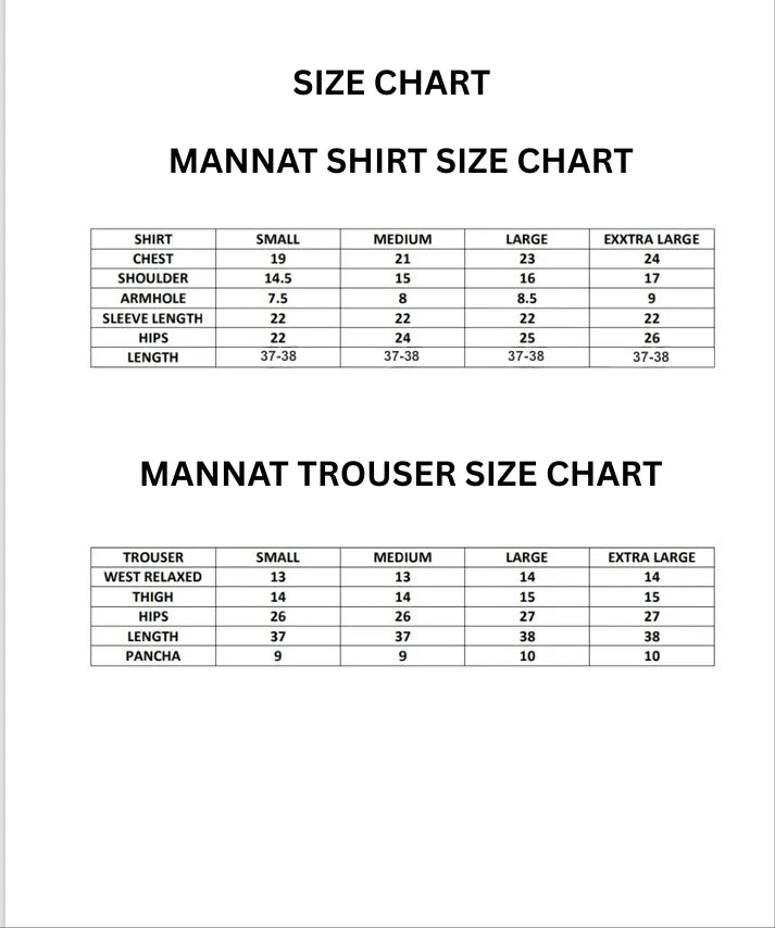 Size Guide for 2 Piece - Printed Lawn Suit