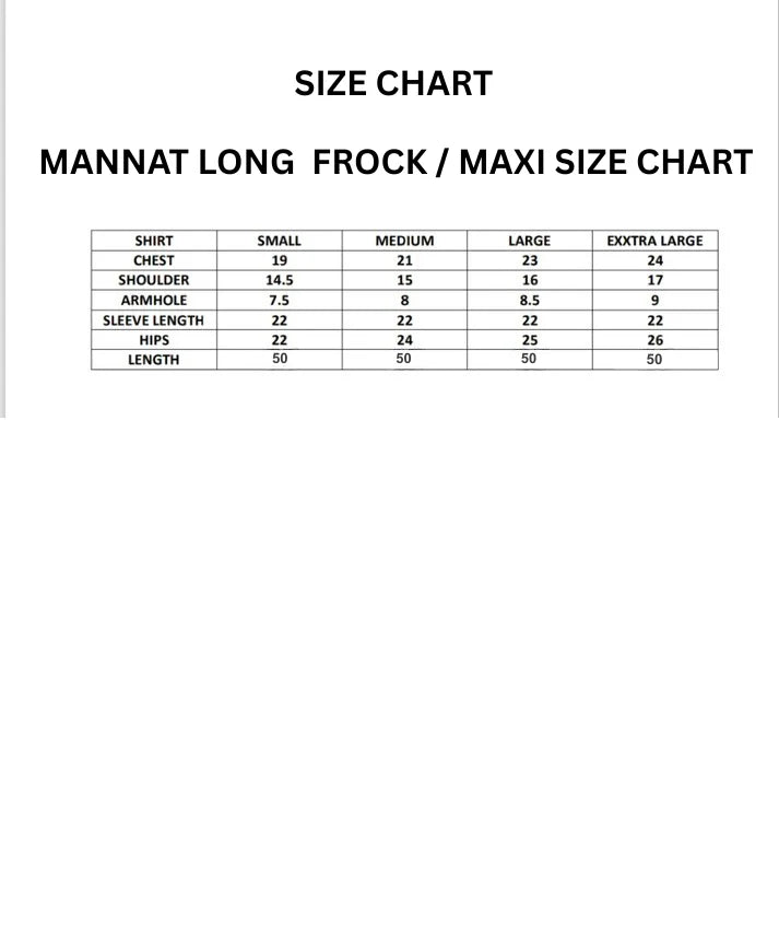 Size Guide for 1 Piece Printed Maxi with Stripes